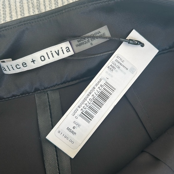 New MSRP $1195 Alice and Olivia Scarlet lamb Leather Gaucho pant - Picture 7 of 16